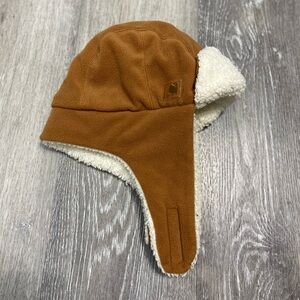 Carhartt Infant Toddler Trapper Hat Tan Brown Ear Flap Fleece Sherpa Lined